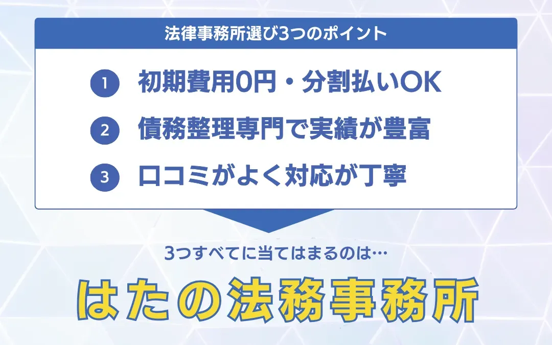 任意整理はどこがいい？法律事務所の選び方